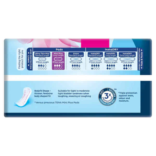 TENA Pads Mini Plus Long Length - 3 Drops - 16 Pack - Image 3